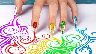 10 Weird Nail Hacks / Back To School Nails Using School Supplies!