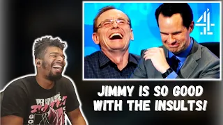 AMERICAN REACTS "Sorry If I Crossed The Line There" | Jimmy Carr's Best Insults | 8 Out Of 10 Cats