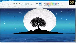 How to Draw Tree Effect on Moon | drawing in MS-Paint | scenery drawing | #digitaldesignsbynaman