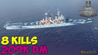 World of WarShips | Worcester | 8 KILLS | 209K Damage - Replay Gameplay 4K 60 fps