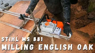 Milling OAK with a STIHL MS 881 - Sawmill - Alaskan Mill - Chainsaw Mill