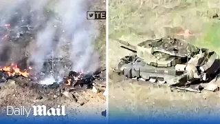 Russian tanks wiped out in precision strikes by Ukrainian FPV drones
