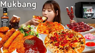 "Sub)Real Mukbang- Pizza 🍕 Pasta 🍝 Chicken, Pork Cutlet 🍽 JackCoke 🥤ASMR KOREAN FOOD