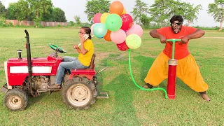Funny Big Boy Bursting Balloons Comedy Video with Danish & Mini Tractor Funny Boy | Comedy Episode 8