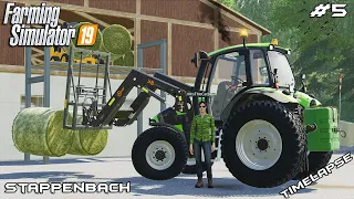 Stacking 100 bales in hayloft | Animals on Stappenbach | Farming Simulator 19 | Episode 5