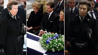 Princess Anne arrives at funeral of Greece's last king, Constantine II