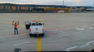 Summer sunset landing in Varna. Bulgarian air charted MD-82