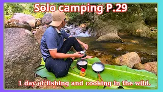 Solo camping - P29 - | 1 day of fishing and cooking in the wild.| VinhSon TV.