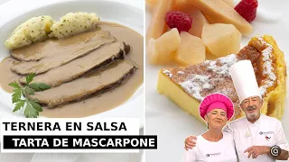 TERNERA en SALSA y TARTA CREMOSA de MASCARPONE con Eva y Karlos Arguiñano