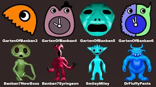 Garten of Banban 7 New Bosses,Garten of Banban 3-4-5-6 Mobile,Smiley Miley,Syringeon,DrFluffy Pants