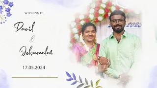 S.R.Danil Vincent Raj weds P. Priyadharshini Jebamalar | 17.05.2024 | 11:00am