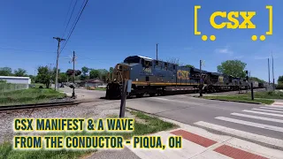 CSX Manifest & A Wave From The Conductor - Piqua, OH