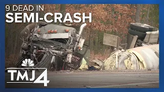 9 dead after a semi collides with a van