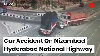 CCTV Footage Of Car Accident On Nizambad Hyderabad National Highway