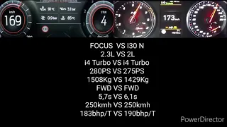 HYUNDAI I30N PERFORMANCE 275PS VS FORD FOCUS ST 2.3 ECOBOOST 280PS ACCELERATION 0-220KM/H