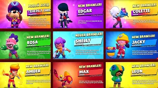 Brawl Stars - ALL 45 BRAWLERS NEW SCREEN UNLOCK ANIMATION (2021)