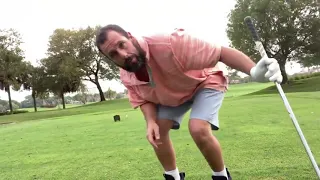 Adam Sandler does the classic "Happy Gilmore" swing to celebrate the 25th anniversary of the movie!