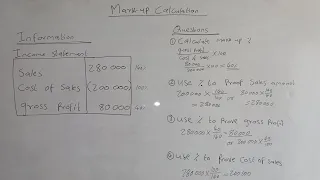 How To Calculate Mark-up Percentage [selling price, cost of sales and gross profit]