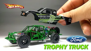 FULLY HAND MADE ROLL CAGE FORD TROPHY TRUCK - HOT WHEELS CUSTOM