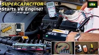 Cranking/Starting V6 Engine With Aerogel Supercapacitors!