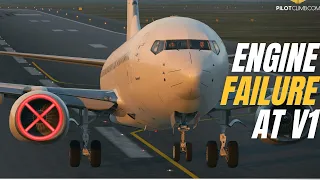 Boeing 737 Engine Failure During Takeoff. - [Airline Pilot Actions & Maneuvers].