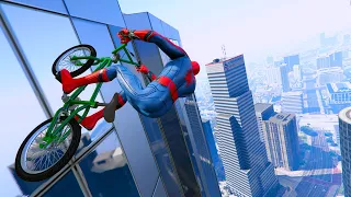 GTA 5 - Spiderman BMX Parkour Jumps (Euphoria Ragdolls)