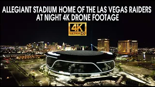 Allegiant Stadium Home of The Las Vegas Raiders at Night 4K Drone Footage