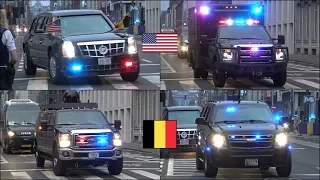 President Donald Trump arrives in Brussels with a collosal motorcade 🇺🇸 🇧🇪