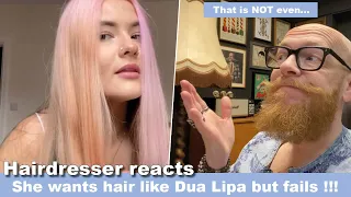 She wants hair like Dua Lipa and fails - Hairdresser reacts to hair fails #hair #beauty