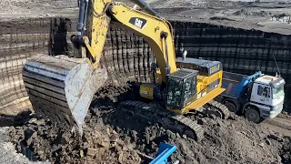 Caterpillar 374D Excavator Loading Trucks Non Stop For 80 Minutes - Mega Machines Movies