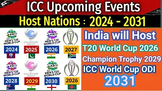 ICC Upcoming Events from 2024 to 2031 | All ICC Upcoming  Men's cricket Tournaments. date and venue.