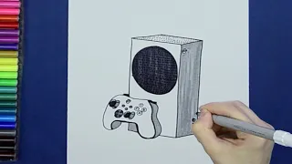 How to draw XBox Series S Game Console & Controller