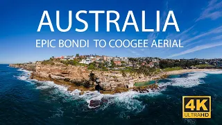 AUSTRALIA 4K Ultra HD - Epic aerial view of the Bondi beach to Coogee beach walking trail.