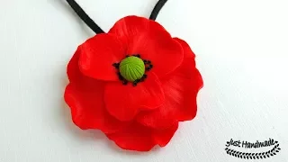 ~JustHandmade~ Polymer clay (fimo) large poppy pendant tutorial