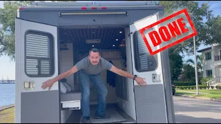 FULL Inside & Outside TOUR of the Ambulance Camper Conversion Solar power, shower, sink, toilet bed