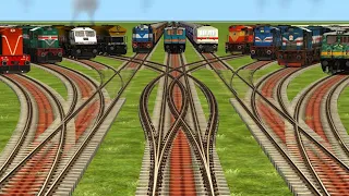 Eight Trains Running At Bumpy Branched Railroad Crossing On Railway Track ||Classic Trains Would 4||