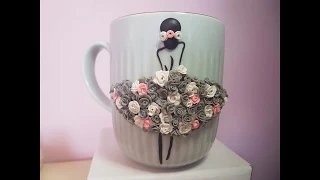 DIY Polymer Clay Ballerina mug / polymer clay decoration on mug