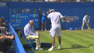 David Nalbandian kicks a line judge