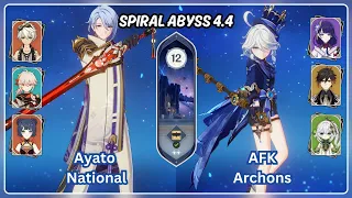 C0 Ayato National & C0 AFK Archons | Spiral Abyss 4.4 Floor 12 - Genshin Impact