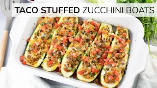 ZUCCHINI TACO BOATS | stuffed zucchini boats