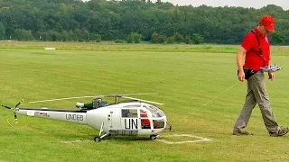 HUGE RC ALOUETTE III SCALE ELECTRIC MODEL HELICOPTER FLIGHT DEMONSTRATION