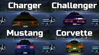 Nissan Skyline GTR R34 vs BMW M3 GTR vs McLaren F1 GTR vs Ford Shelby GT500 - Need for Speed Carbon