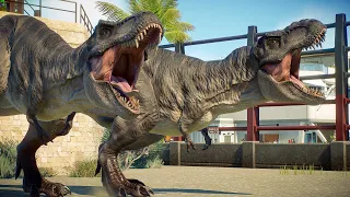 LITTLE EATIE T-REX vs ALL LARGE CARNIVORE BATTLE IN ARENA - Jurassic World Evolution 2