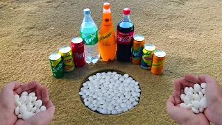 Experiment Coca Cola Fanta Sprite Schweppes Lipton Ice Tea Vs Mentos Underground!!