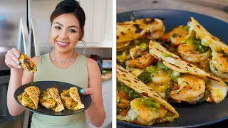 THE BEST CHEESY SHRIMP TACOS & SALSA VERDE | TACOS GOBERNADOR