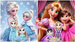 My Talking Angela 2 || Frozen Elsa ❄️ VS Rapunzel 💞  makeover💄💄 by My Talking Angela // Cosplay