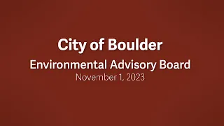 11-1-23 Environmental Advisory Board Meeting