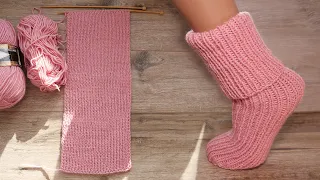 Носки для новичков на двух спицах 🧦 Knitting easy socks on two needles (tutorial for BEGINNER)