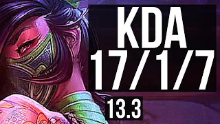 AKALI vs DARIUS (TOP) | 17/1/7, Legendary, 8 solo kills, 400+ games | KR Diamond | 13.3