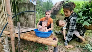 Single mother - Harvesting green vegetables to sell, improving land to grow more vegetables